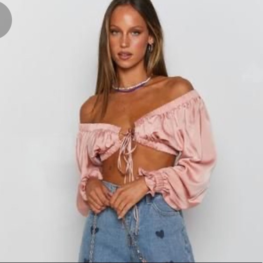 Erin Top Light Pink tie crop top